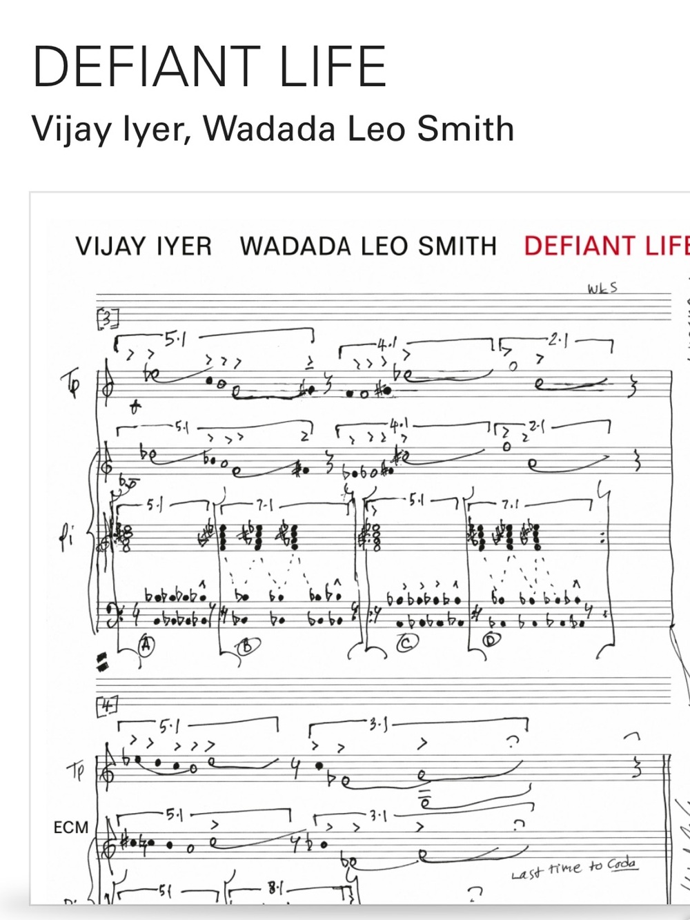 Vijay Iyer - Defiant Life [New CD] New